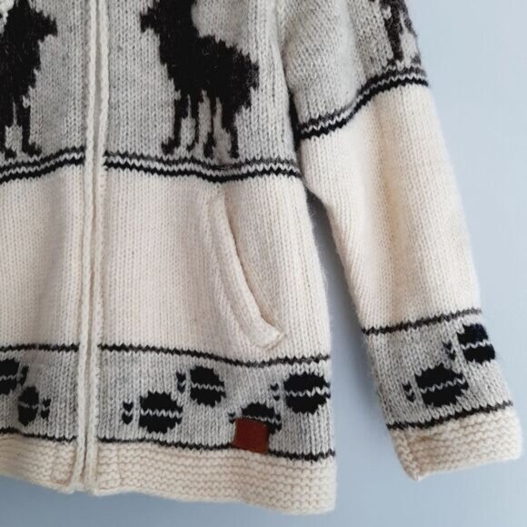 Handmade 100% Wool Chunky Sweater Full-Zip Jacket Fleece Lined Sz S - Picture 6 of 12